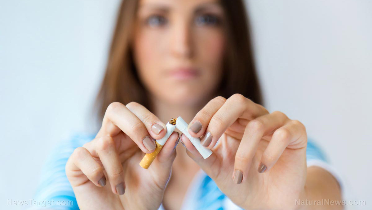 Woman Snap Cigarette Quit Smoking