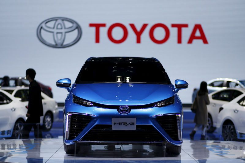 A Toyota Mirai car is seen during a presentation at the 16th Shanghai International Automobile Industry Exhibition in Shanghai