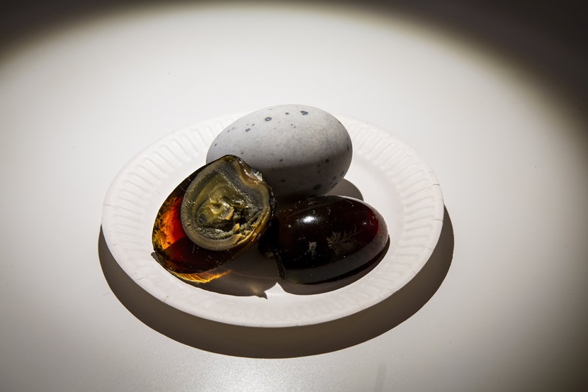 Century eggs on display at the Disgusting Food Museum in Malmö Sweden