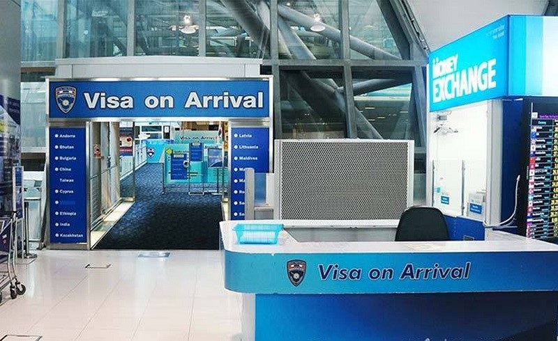 The visa on arrival gate at Bangkoks Suvarnabhumi airport