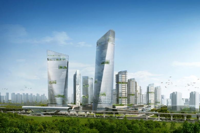 An artists impression of the Gateway Plaza in the Sino Singapore Tianjin Eco City