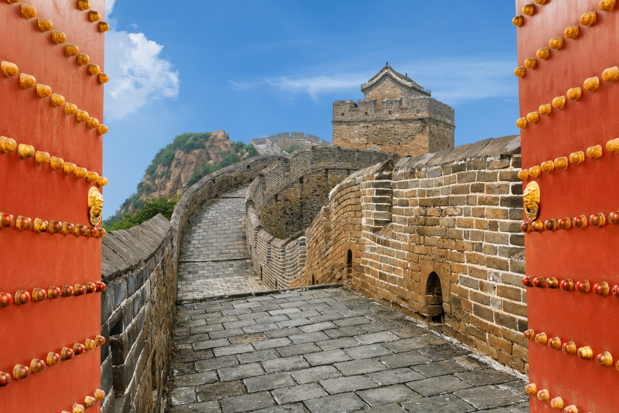 chinese red gate and the magnificent great wall of china by zhaojiankang Copy